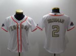 Women's Baseball Houston Astros #2 Alex Bregman White 2017 World Series Champions Special Gold Number Cool Base Jersey