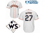 Men Majestic Houston Astros #27 Jose Altuve White 2017 World Series Cool Base MLB Jersey