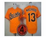 mlb baltimore orioles #13 machado orange [4 hall of fame patch]