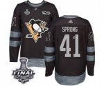 Men's Adidas Pittsburgh Penguins #41 Daniel Sprong Authentic Black 1917-2017 100th Anniversary 2017 Stanley Cup Final NHL Jersey