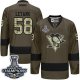 Men Pittsburgh Penguins #58 Kris Letang Green Salute to Service 2017 Stanley Cup Finals Champions Stitched NHL Jersey