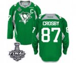 Men's Reebok Pittsburgh Penguins #87 Sidney Crosby Authentic Green Practice 2017 Stanley Cup Final NHL Jersey