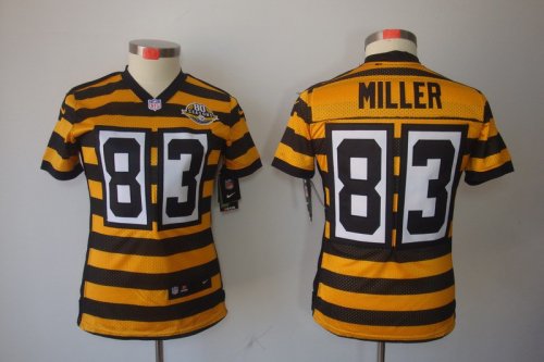 nike women pittsburgh steelers #83 miller throwback yellow and b