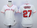 women mlb los angeles angels #27 mike trout white majestic cool base jerseys
