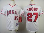 youth mlb los angeles angels #27 trout white jerseys