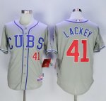 mlb chicago cubs #41 john lackey grey alternate road cool base jerseys