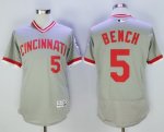Men's MLB Cincinnati Reds #5 Johnny Bench Grey Flexbase Authentic Collection Cooperstown Jersey
