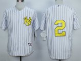Men MLB New York Yankees #2 Derek Jeter Grey M&N Jerseys [Golden Number]