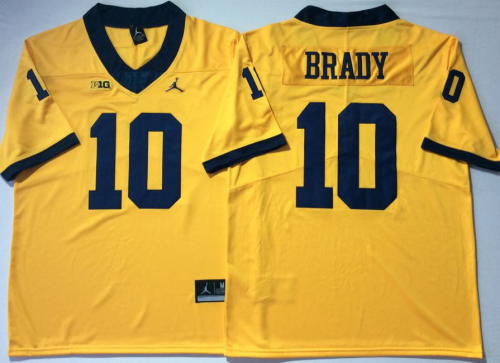Michigan Wolverines Yellow #10 Tom Brady College Jersey