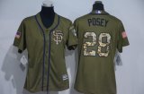 Women's MLB San Francisco Giants #28 Buster Posey Green Salute To Service Stitched Jersey