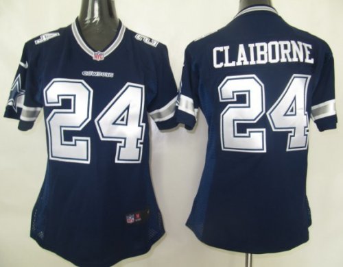 nike women nfl dallas cowboys #24 claiborne blue jerseys