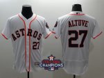 Men MLB Houston Astros #27 Jose Altuve White 2017 World Series Champions Patch Flex Base Jersey