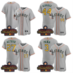Custom Houston Astros 2022 Champions Gray Gold Rush Stitched Flex Base Jerseys