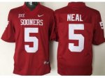 ncaa oklahoma sooners #5 durron neal red new xii stitched jersey