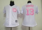 women Baseball Jerseys chicago cubs #13 castro white[pink strip]