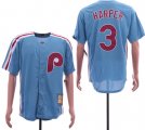 MLB Men Philadelphia Phillies #3 Bryce Harper Light Blue Cool Base Cooperstown Jersey
