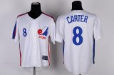 mlb montreal expos #8 carter throwback white jerseys
