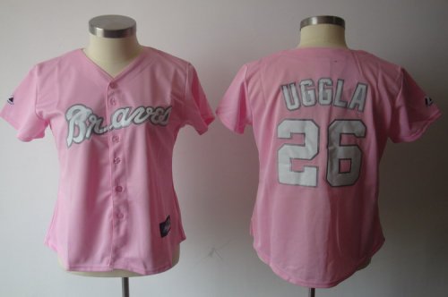 women Baseball Jerseys atlanta braves #26 uggla pink