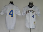 Baseball Jerseys milwaukee brewers molitor #4 m&n white(blue str