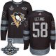 Men Pittsburgh Penguins #58 Kris Letang Black 1917-2017 100th Anniversary Stanley Cup Finals Champions Stitched NHL Jersey
