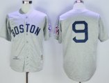 men's mlb boston red sox #9 ted williams grey mitchell and ness 1939 throwback stitched baseball jersey