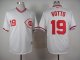 Men's MLB Cincinnati Reds #19 Joey Votto White Mitchell and Ness Throwback Jersey