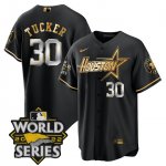 Men's Houston Astros #30 Kyle Tucker World Series Stitched Black Gold Special Cool Base Jersey