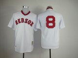 men mlb boston red sox #8 carl yastrzemski white mitchell and ness throwback stitched baseball jersey