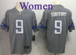 Women NFL Detroit Lions #9 Matthew Stafford Nike Grey 2017 Vapor Untouchable Limited Rush Jersey