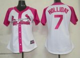 women mlb st.louis cardinals #7 holliday white and pink cheap je