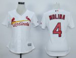 women mlb st. louis cardinals #4 yadier molina white majestic cool base jerseys