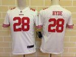 youth nike san francisco 49ers #28 hyde white jerseys