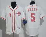 Men's Majestic Mlb Cincinnati Reds #5 Johnny Bench White Flexbase Authentic Collection Jersey