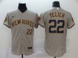 Men's Milwaukee Brewers #22 Christian Yelich New Grey 2020 Stitched Baseball Jersey