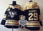 Men NHL Pittsburgh Penguins #29 Andre Fleury Black Sawyer Hooded Sweatshirt 2017 Stanley Cup Final Patch Stitched NHL Jersey
