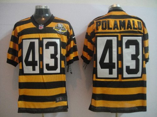 nike pittsburgh steelers #43 polamalu throwback yellow and black