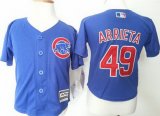 toddler mlb chicago cubs #49 jake arrieta blue majestic cool base jerseys