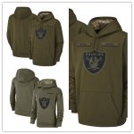 Football Oakland Raiders Olive Salute to Service Sideline Therma Performance Pullover Hoodie