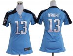 nike women nfl tennessee titans #13 wright blue jerseys