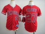 youth mlb los angeles angels #27 trout red jerseys