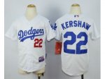 Youth mlb Los Angeles Dodgers #22 Clayton Kershaw White jerseys
