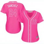 Women MLB New York Yankees #24 Gary Sanchez Pink Fashion Stitched Jerseys