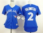 women mlb toronto blue jays #2 troy tulowitzki blue majestic cool base jerseys