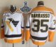 Men Pittsburgh Penguins #35 Tom Barrasso White Yellow CCM Throwback 2017 Stanley Cup Finals Champions Stitched NHL Jersey