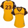 women's majestic baltimore orioles #23 joey rickard authentic yellow 2016 all star american league bp cool base mlb jerseys