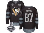 Men's Adidas Pittsburgh Penguins #87 Sidney Crosby Premier Black 1917-2017 100th Anniversary 2017 Stanley Cup Final NHL Jersey