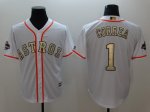 Baseball Houston Astros # 1 Carlos Correa White 2017 World Series Champions Special Gold Number Cool Base Jersey