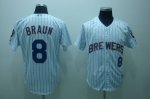 Baseball Jerseys milwaukee brewers #8 ryan braun white(blue stri