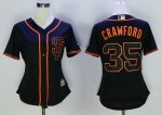 women mlb san francisco giants #35 brandon crawford majestic black new cool base jerseys