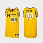 Custom #00 michigan wolverines maize replica 1989 throwback college basketball jersey